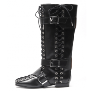 BLACK CRINKLE OLEATEX LACE-UP HIGHN BOOTS