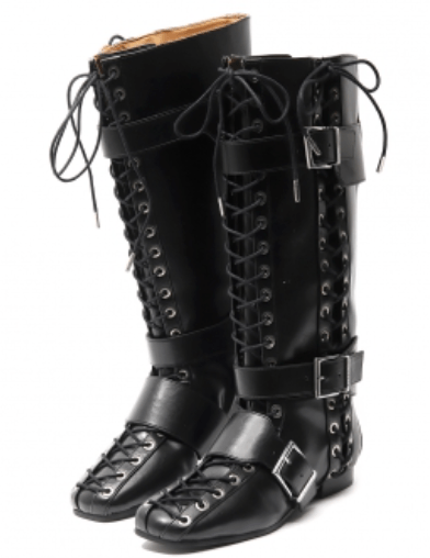 BLACK CRINKLE OLEATEX LACE-UP HIGHN BOOTS