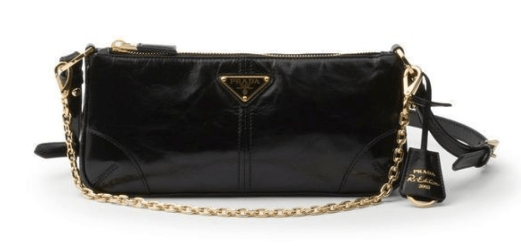 Prada Re-Edition 2002 Medium Leather Shoulder Bag Black