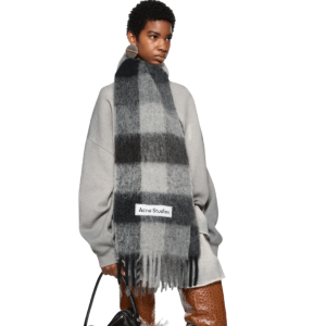  Mohair checked scarf, Dark Black/Grey/Dark Grey