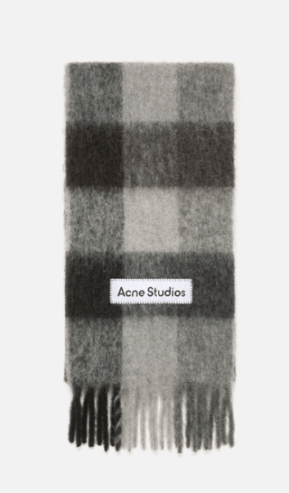  Mohair checked scarf, Dark Black/Grey/Dark Grey