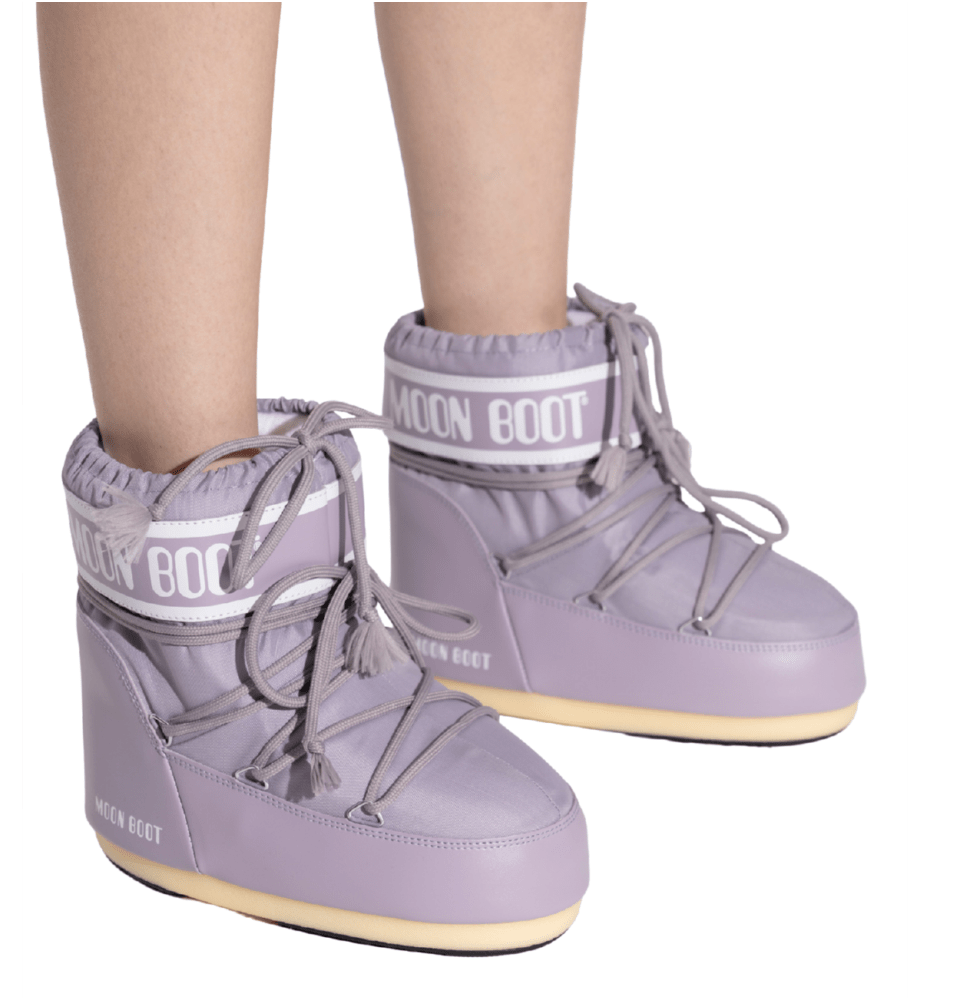 MOON BOOT]ICON LOW LILAC NYLON BOOTS 