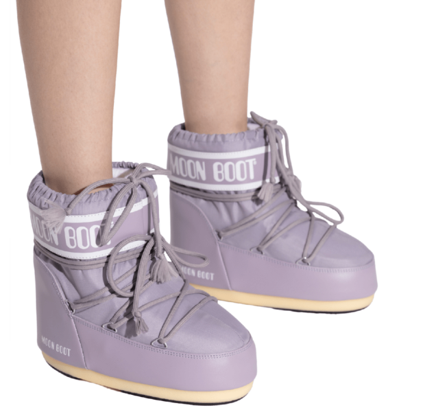 MOON BOOT]ICON LOW LILAC NYLON BOOTS 