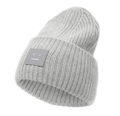 Acne Studios Large Face Logo Beanie Light Grey Melange