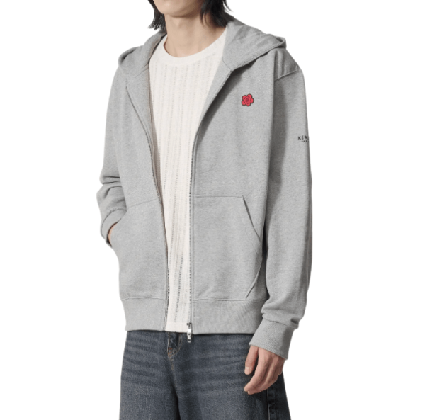 Bokeh Flower Full-Zip Hoodie – Pearl Grey 