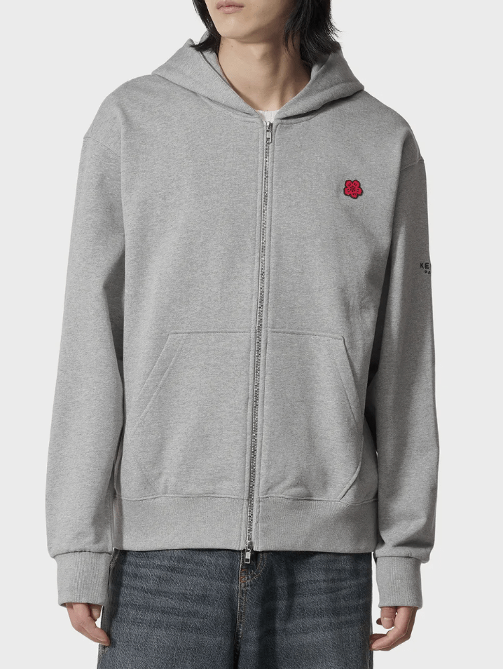 Bokeh Flower Full-Zip Hoodie – Pearl Grey 