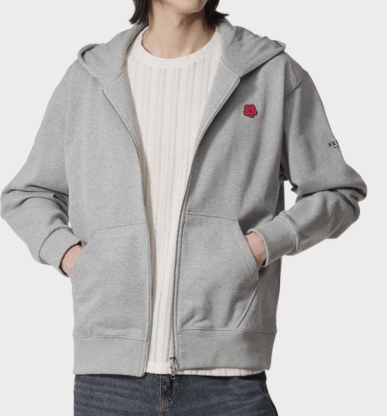 Bokeh Flower Full-Zip Hoodie – Pearl Grey 