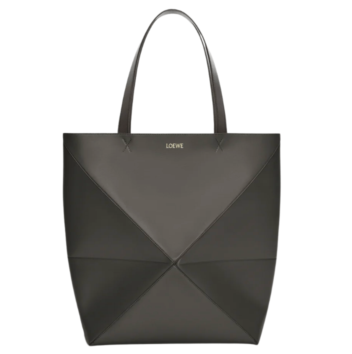 XL Puzzle Fold tote in shiny calfskin