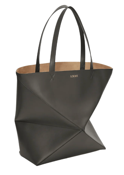 XL Puzzle Fold tote in shiny calfskin