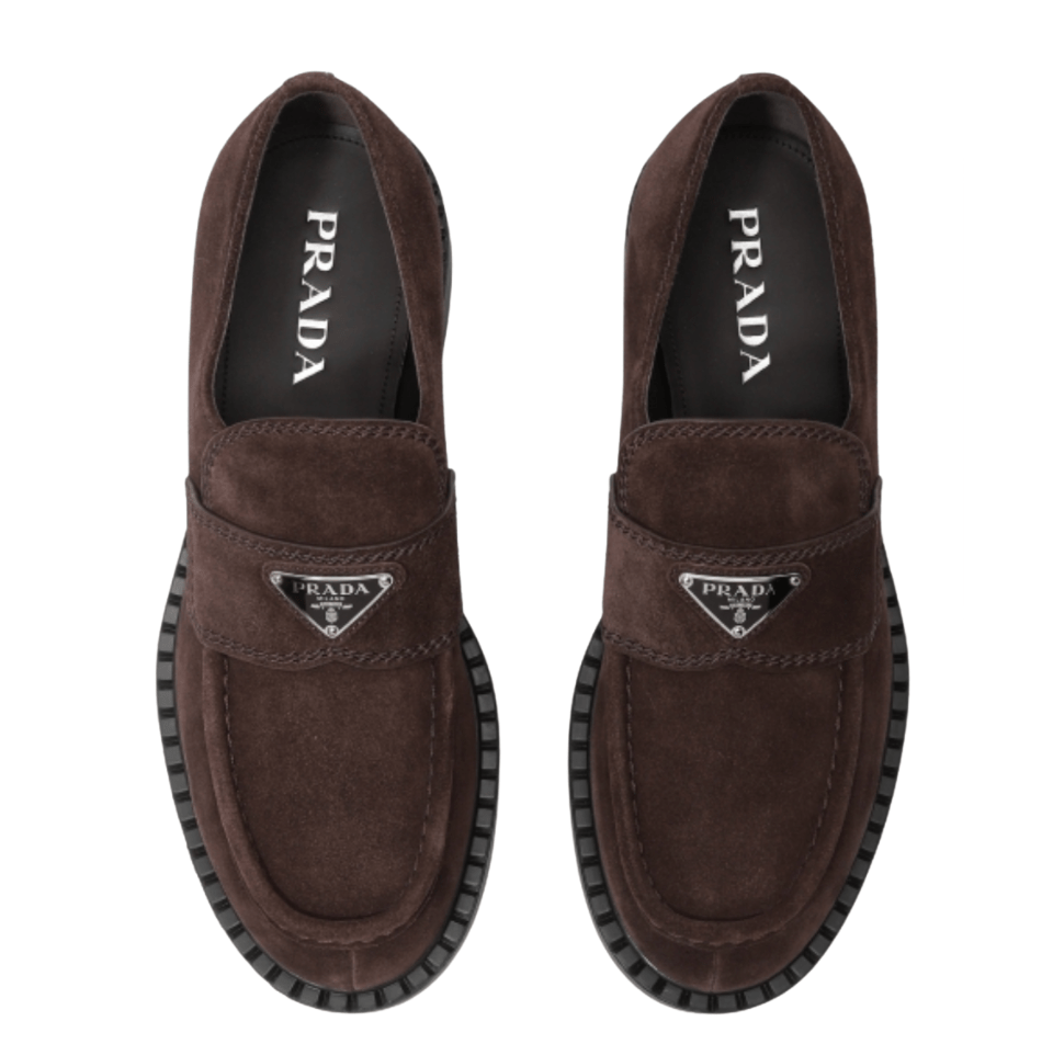 Prada Chocolate Suede Loafers Dark Brown