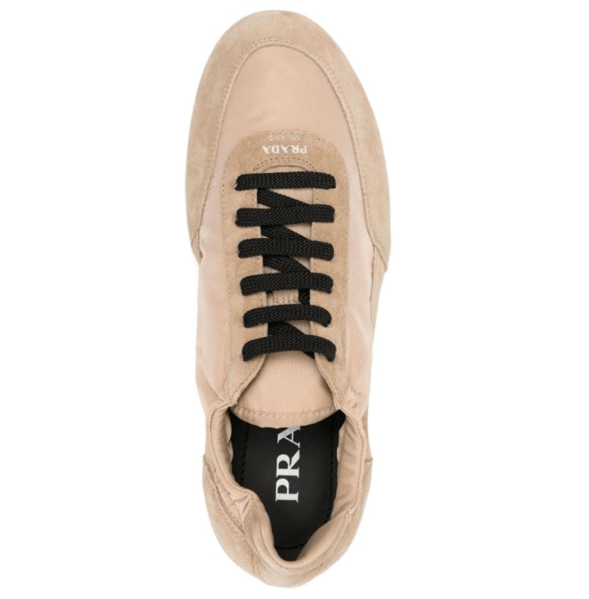 (W) Prada Collapse Re-Nylon Suede Sneakers Camel Brown