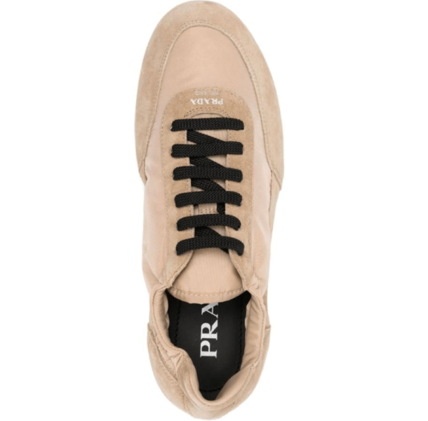 (W) Prada Collapse Re-Nylon Suede Sneakers Camel Brown
