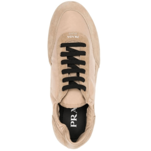 (W) Prada Collapse Re-Nylon Suede Sneakers Camel Brown