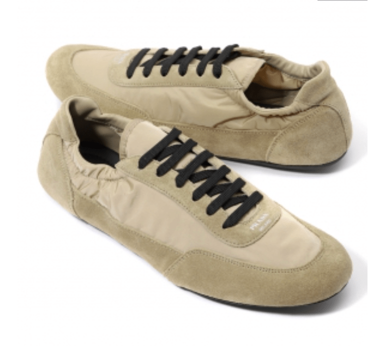 (W) Prada Collapse Re-Nylon Suede Sneakers Camel Brown