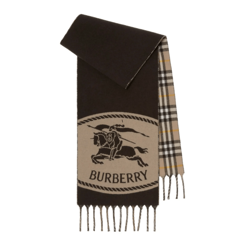 BURBERRY Reversible Knight Stamp Scarf 