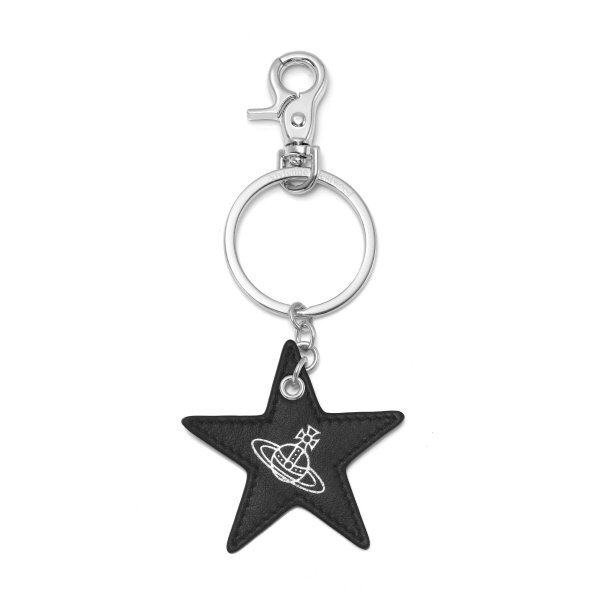 SMOOTH LEATHER INJECTED ORB STAR KEYRING 