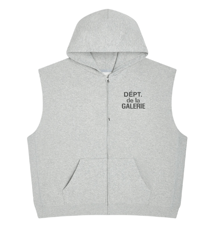 90's FULL ZIP CUT OFF HEATHER GREY