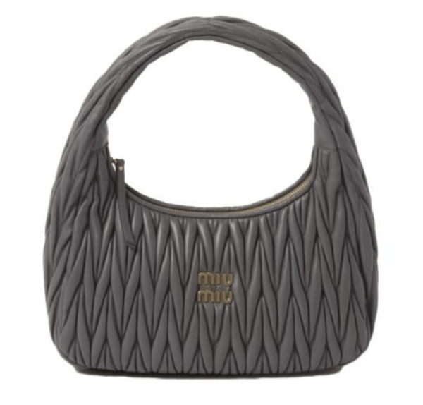 Wander Medium matelassé leather shoulder bag in grey