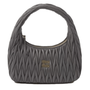 Wander Medium matelassé leather shoulder bag in grey