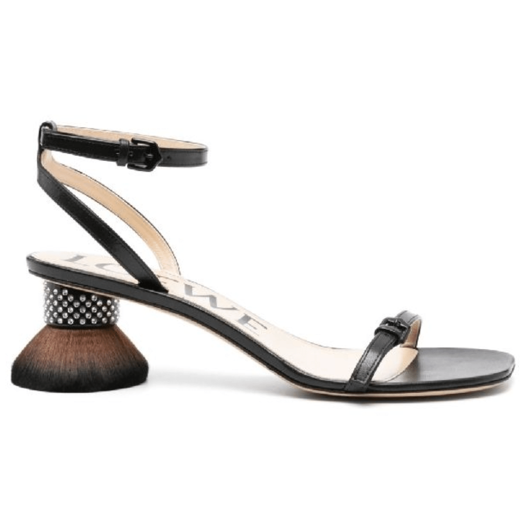 Loewe Petal brush leather heel sandals