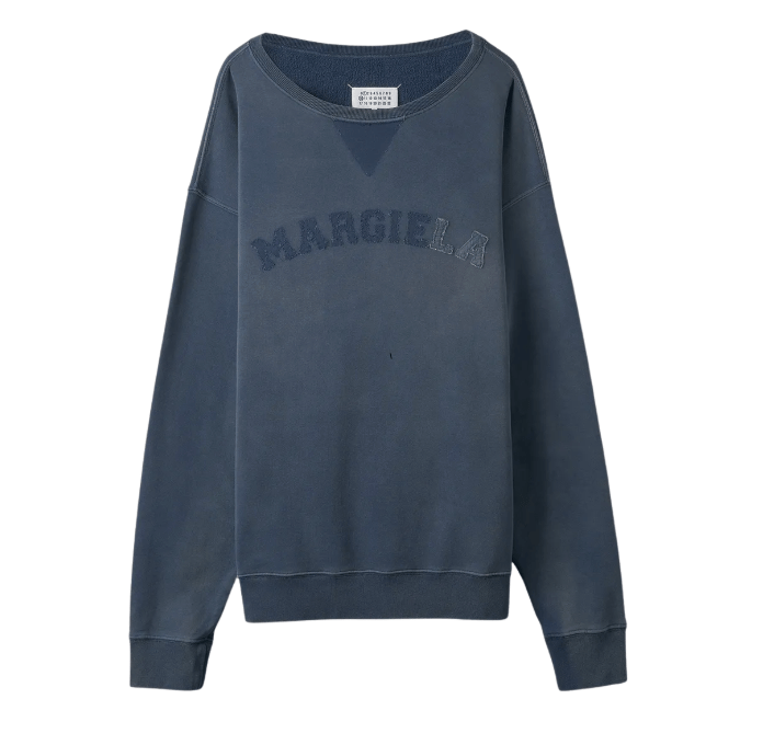 Maison Margiela Logo Organic Cotton Sweatshirt Blue