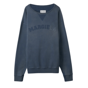 Maison Margiela Logo Organic Cotton Sweatshirt Blue