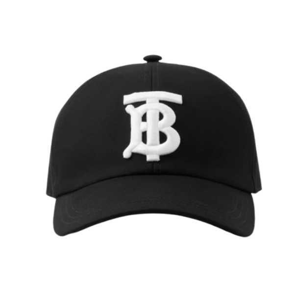 Burberry Monogram Motif Cotton Twill Baseball Cap Black White