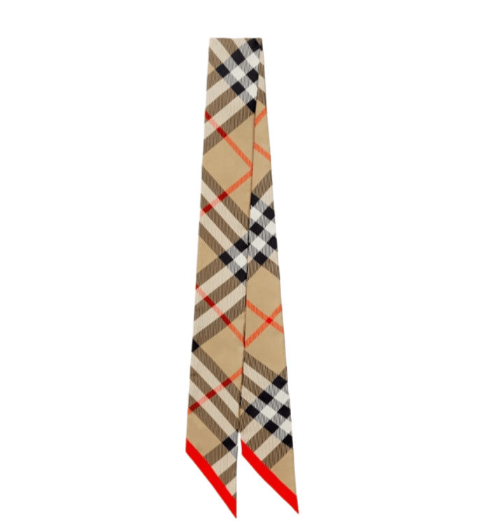 Burberry Skinny Check Silk Scarf Sand