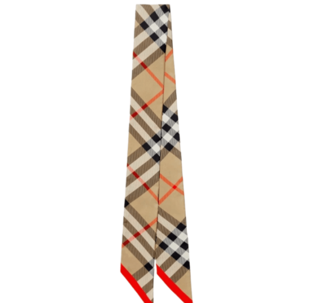 Burberry Skinny Check Silk Scarf Sand