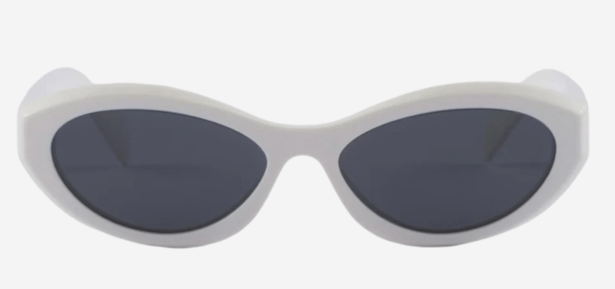 (W) Prada Symbole Sunglasses Slate Grey Lenses Chalk White Acetate