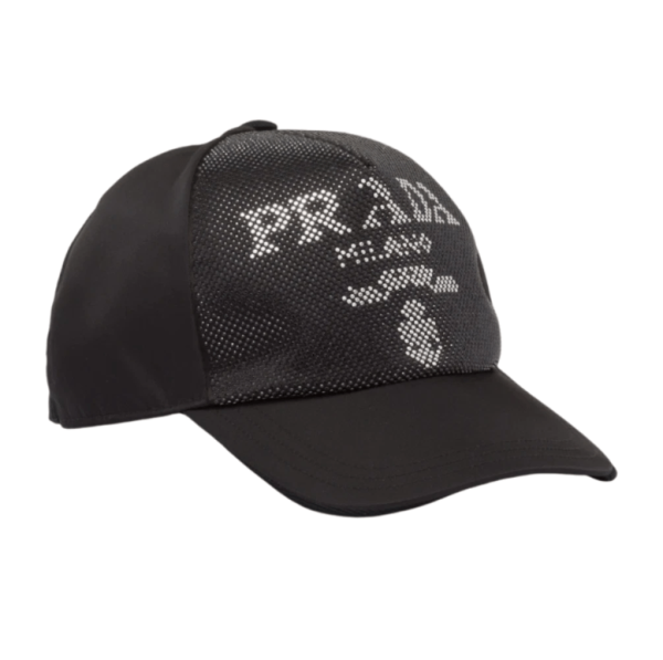 Prada Studded Re-Nylon Baseball Cap Black