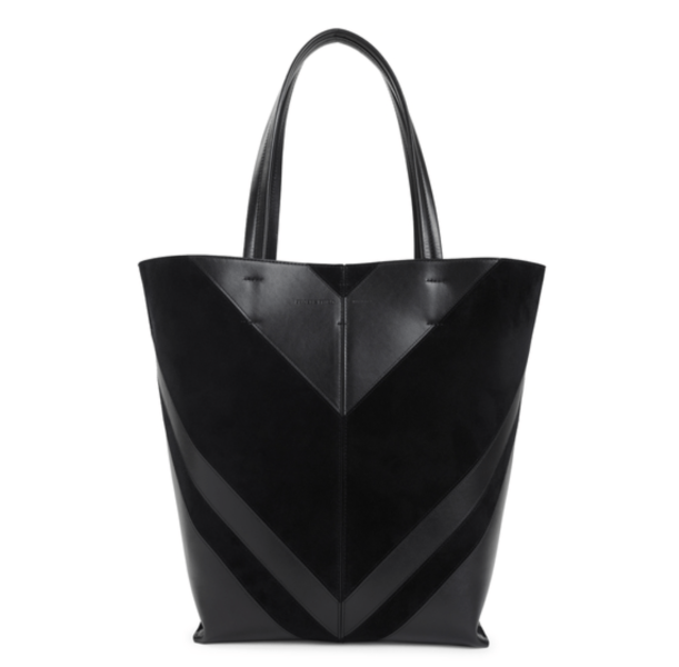 POT CABAS in black suede leather
