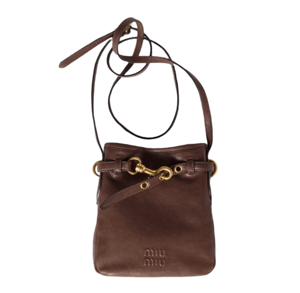 Miu Miu Napa Leather Pouch Brown