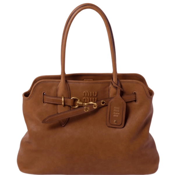 Miu Miu Aventure Nappa Leather Bag Oak