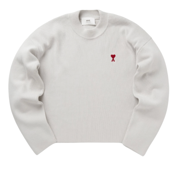 AMI de Coeur Ribbed Crewneck Chalk