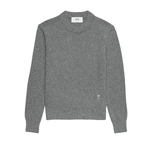 AMI Tonal de Coeur Crew Neck Sweater Heather Grey