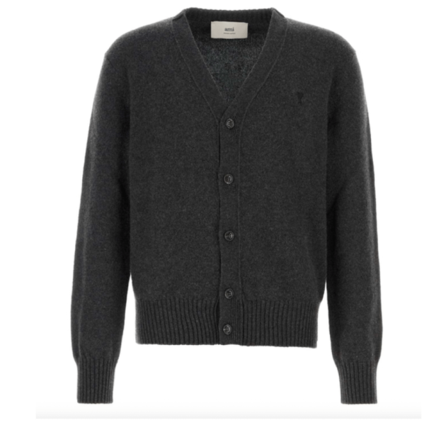 AMI de Coeur Cashmere Wool Cardigan Anthracite