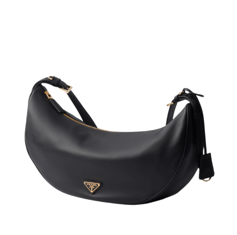 Prada Demi-Lune Large Leather Shoulder Bag Black