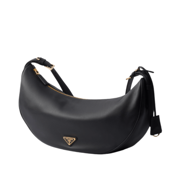 Prada Demi-Lune Large Leather Shoulder Bag Black