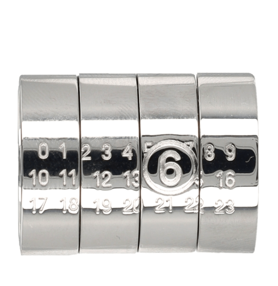 MM6 by Maison Martin Margiela Stacked Numeric Metal Ring in Grey