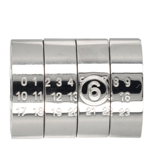 MM6 by Maison Martin Margiela Stacked Numeric Metal Ring in Grey