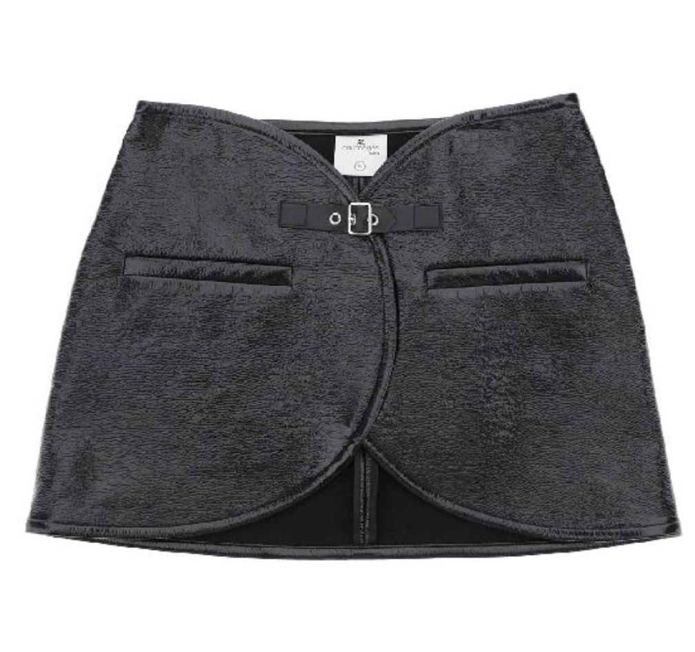 BLACK COURREGÈS ELLIPSE VINYL MINI SKIRT