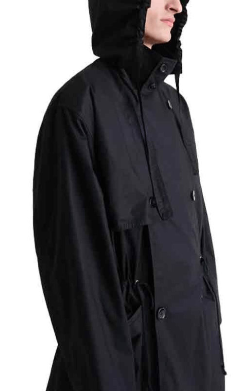 Lemaire Black Trench coat with detachable hood