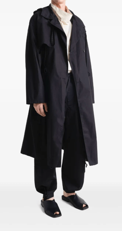 Lemaire Black Trench coat with detachable hood