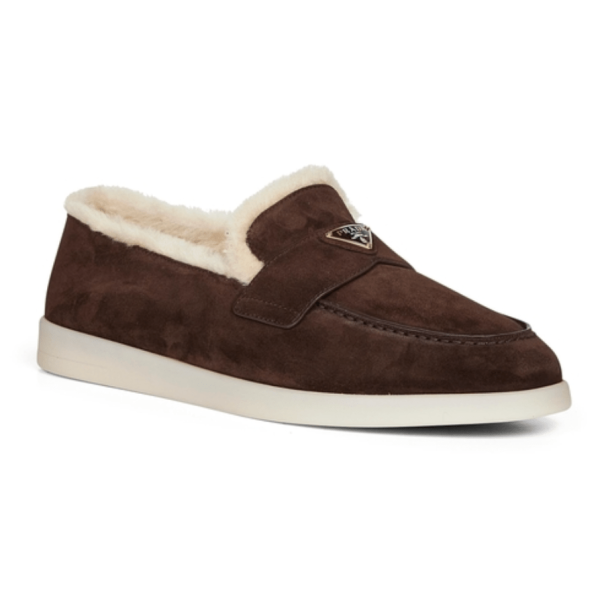 Prada Suede Shearling Loafers 