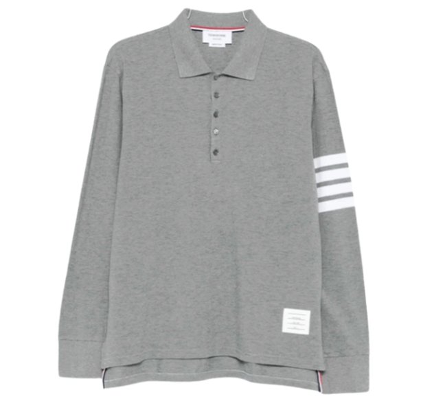 Thom Browne Classic Pique 4-Bar Polo Medium Grey