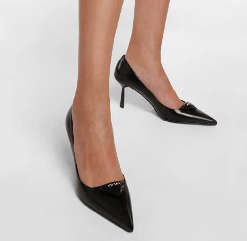 Prada logo-plaque pointed-toe Pumps
