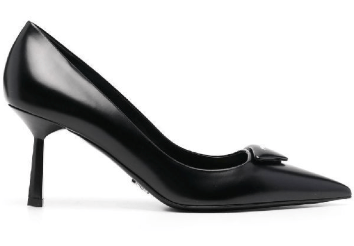 Prada logo-plaque pointed-toe Pumps