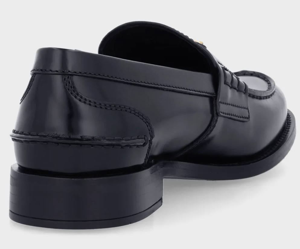 PRADA Brushed Leather Loafer - Black Gold