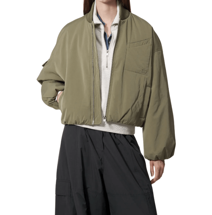 GANNI Light Twill Oversized Short Bomber Jacket - Karamata 